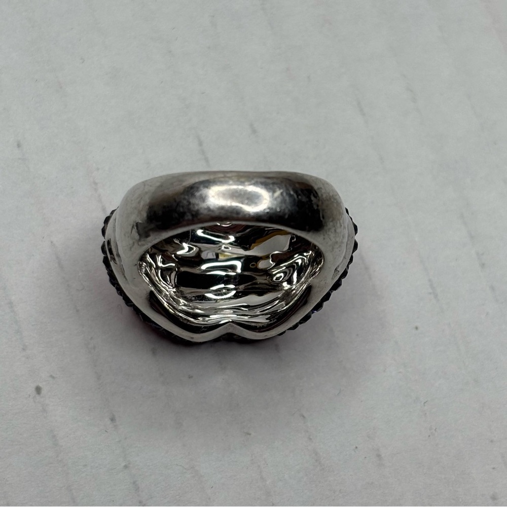 Price is firm Sterling Silver Ombré Pave Lips Cocktail Ring Size 8 - Picture 6 of 7